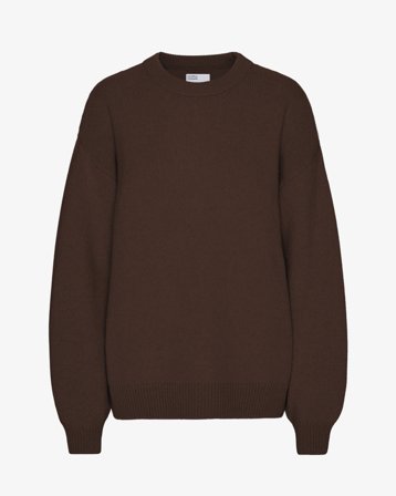Oversized Merino Wool Crew - Coffee Brown XS