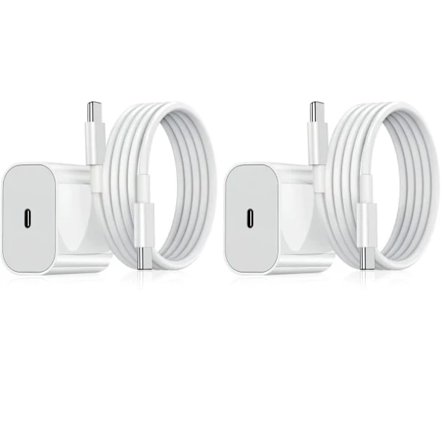Lader for Android/Apple - Hurtiglader 20W USB-C - USB-C, adapter + 2m kabel Hvit, flere størrelser tilgjengelig (Flere kombinasjoner tilgjengelig)