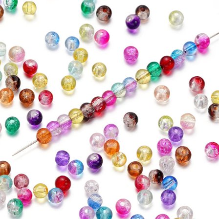 200 stk. A-streng 4 mm tofarget runde knusende glassperler halskjede løse perler for DIY smykkelaging armbånd håndlagde tilbehør