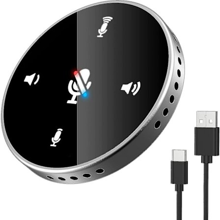 Usb datamaskinmikrofon med høyttaler, rundstrålende mikrofon med 360 V