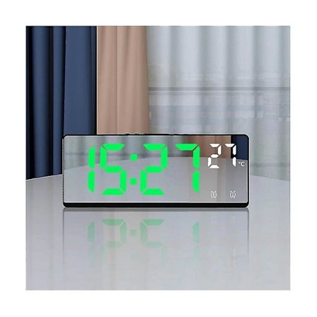 Röstyrning Spegel Digital Temperatur Dubbel Alarm Snooze Skrivbord