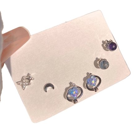 Sølv ørepynt mot angst, kan roteres, kubisk ørepyntsett for kvinner og jenter, 2