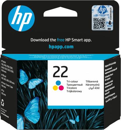 HP 22 trefärgsbläckpatron, original, 884962780787