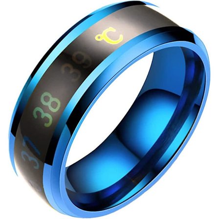Hjerte Humør Ringe Til Piger Titanium Farve Temperatur Par Ring Stål Rustfrit Temperatur Krop Ring Stål Smart Skift Temperatur Almindelige Ringe (bl