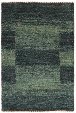 Noué À La Main Loribaft Fine Persan Tapis 80X118 De Laine Noir/Vert Foncé Petit