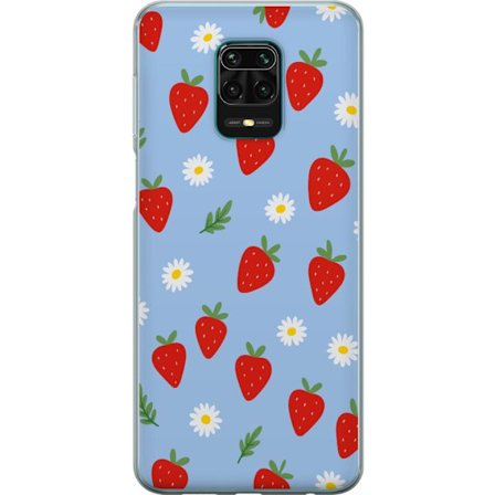 Kompatibelt Mobilskal till Xiaomi Xiaomi Redmi Note 9 Pro Jordgubbar jordgubbar tryck sommar bär blommor prästkragar svensk midsommar retro design k