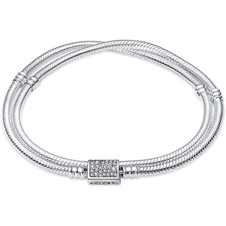 925 Sterling Silver Snake Chain Armband Helt kompatibel