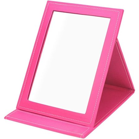 Läder Resbar Hopfällbar Spegel Sminkspegel med Svart