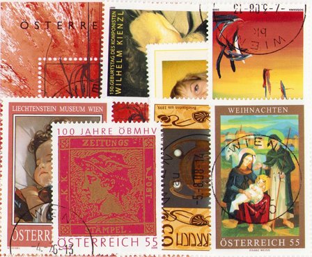 Østrig - 11 forskellige frimærker - Stemplet