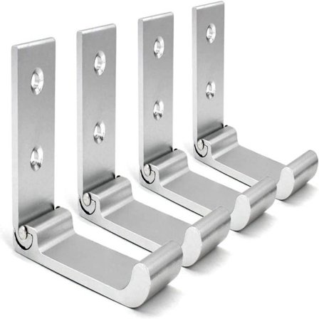 4 stk. vægkroge, foldbare kroge, aluminiumslegering