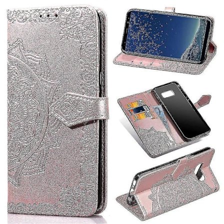 Samsung Galaxy S8 Deksel Lær Lommebok Etui Preget Mandala Magnetisk Flip Beskyttelse Støtsikker - Rose Gull