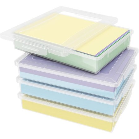 Sett med 4 A4 Oppbevaringsbokser med Lokk, Papirdokument Oppbevaringsboks, Plast Papp Arkivboks, Oppbevaringsbokser, Oppbevaringsboks, Arkivering