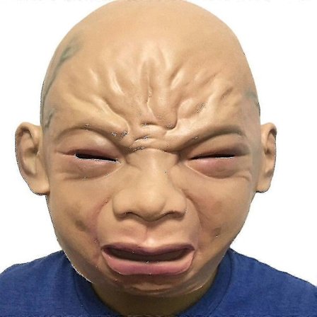 Den Forferdelige Gamle Kvinnen Er Gammelt Hode, Gråtende, Latex Gummimaske i Full Lengde