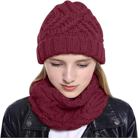 Naisten talvipipo-huivi setti, lämmin neulottu pipo ja kaulahuivi naisille ja miehille