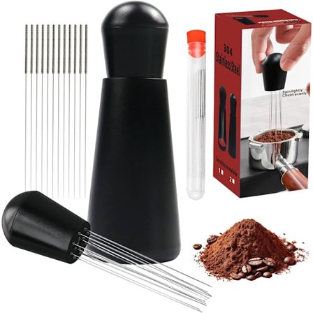 Wdt-verktyg, nålkaffetappare, espressokaffeomrörare med stativ med 0,4 mm espresso-nålar,