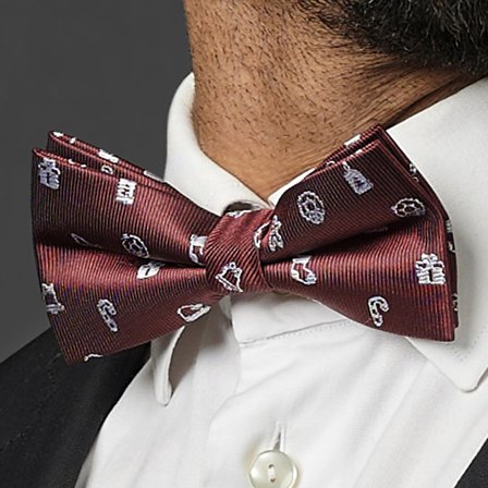 Burgundy & White Christmas Pre-Tied Bow Tie for Men - Pre-tied bow ties