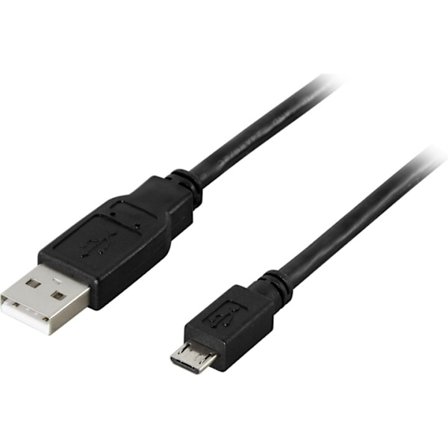 DELTACO USB 2.0 kabel Type A han - Type Micro B han, 5-pin, 1m, sort