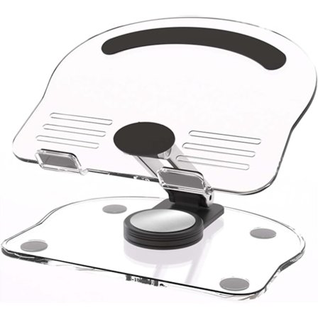 Akryl Tablettholder med 360° Rotasjon - Sammenleggbar Justerbar Holder for iPad Pro/Air/Mini, Skrivebordsstativ (Svart)