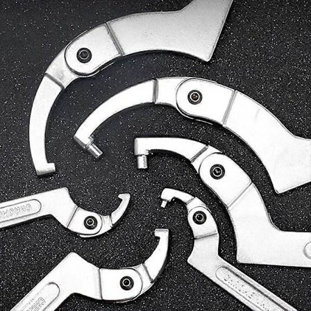 100% Ny Opgraderet Justerbar Rund Hoved Krogstiftnøgle C Form Skruenøgle Krom Vanadium Håndværktøj, Skridsikkert Håndtag, 19-51mm