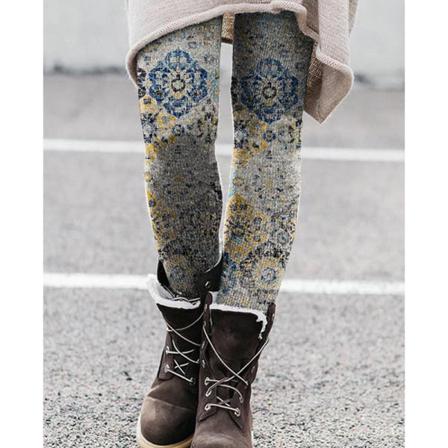 Printed Hög Midja Print Leggings Slim Leg Byxor