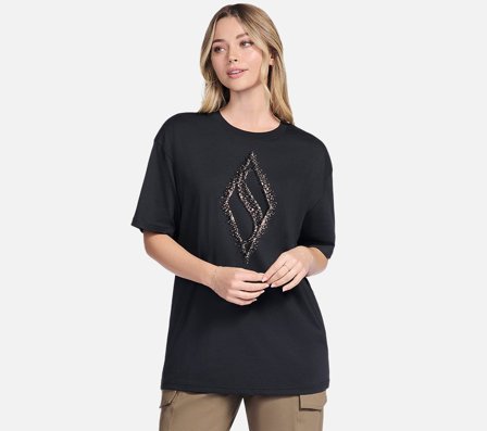 Skechers, Gold Splatter Diamond Short Sleeve Tee, XS, Dam