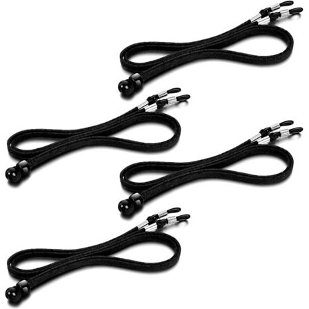 Svart, 4 glasögonband halkfria band anti-förlustband anti-läder