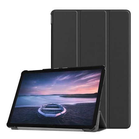 Samsung Galaxy Tab S4 beskyttelses deksel av plastikk og syntetisk skinn - svart