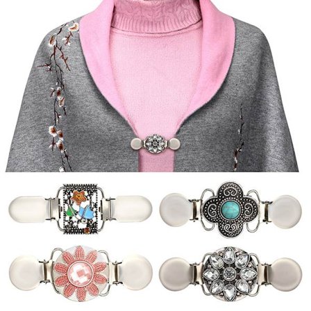 Cardigan Clips 4 stk Cardigan Clip Vintage Genser Clips med Rh