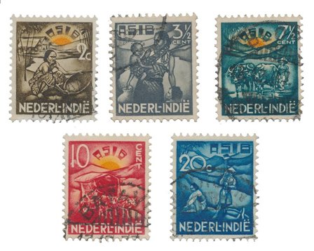 Hollandsk Ostindien 1937 - NVPH 230-234 - Stemplet