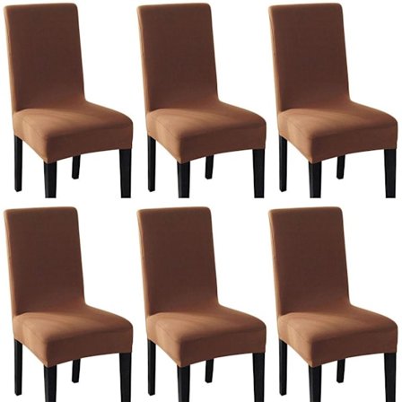 Spandex joustava tuolinpäällinen venyvä tuolinpäällinen (6 kpl, Kahvi)