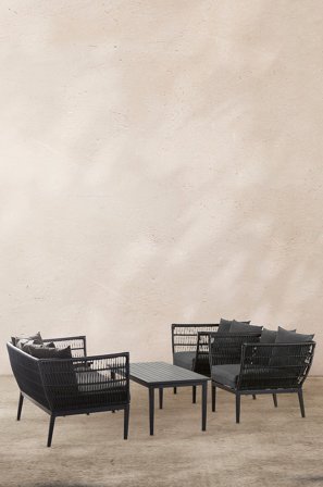 Jotex - Loungegruppe 4 Deler Aluminium/Polyeterskum Svart PORTOFINO - Kjøp Loungemøbler hos Jotex