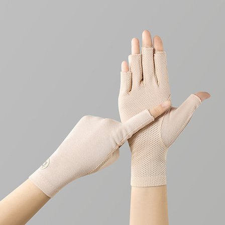 Sommarhandskar i bomull för damer, tunna spetshandskar, halvfingerhandskar, UV-skydd för ridning