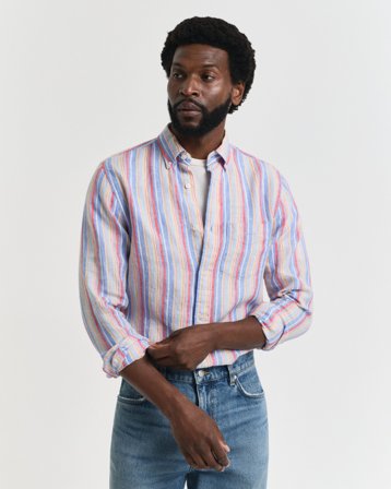 GANT Herren Regular Fit Leinenhemd mit mehrfarbigen Streifen (XXXL)