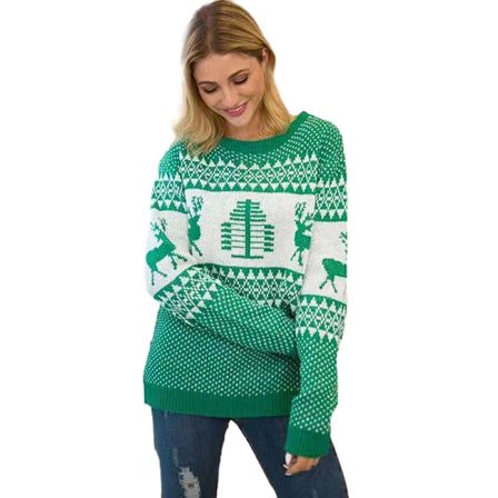 Dam Casual Slim Fit Stickad Fula Julkläder