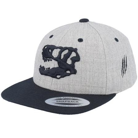 Kiddo Cap - Kids 3d Dino Skull Heather Grey/Black Snapback Snapback Grey Cap - @ Hatstore