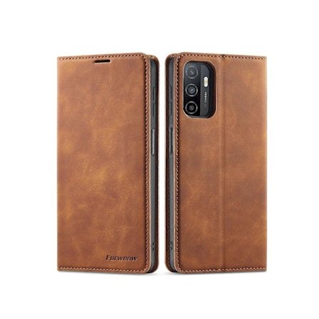 Samsung Galaxy A32 5G Etui, Premium PU Læder Cover TPU Bumper med Kortholder Støttefod Skjult Magnetisk Stødsikkert Flip Wallet Etui [HK]