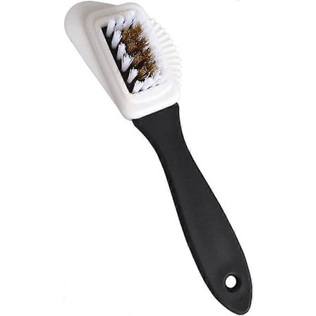 4-sidet ruskind multifunktionel nubuck messing og nylon børste sko støvle rengøringsbørste hvid JUS