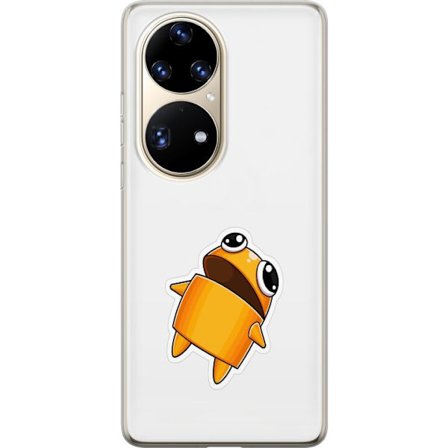 Kompatibelt Mobildeksel til Huawei Huawei P50 Pro Orange tegnet figur med store øyne og dynamisk posisjon i leken stil