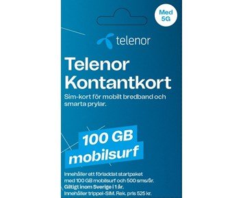 Prepaid Surf 100GB /1år - Telenor kontantkort, Surf 100 GB