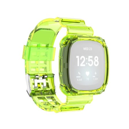 För Fitbit Versa 3 / Fitbit Sense Transparent TPU- watch i ett stycke