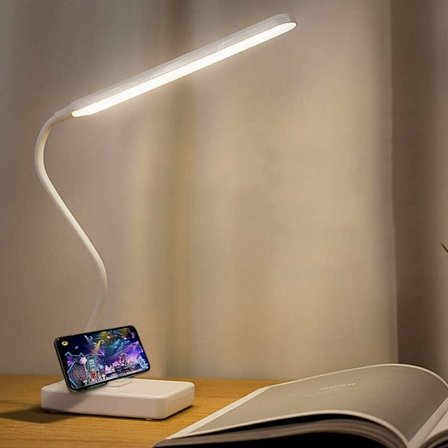 Trådløs LED Skrivebordslampe USB Oppladbar 2000mAh Batteridrevet Berøringskontroll 3 Farger 6 Justerbar Lysstyrke Bærbar Bordlampe