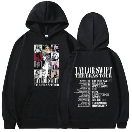 Unisex Taylor Swift The Eras Tour Hættetrøjer Pullover Toppe Afslappede Bluser Sort M