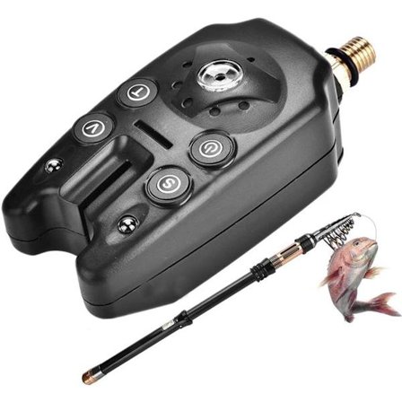 Fiskebetalarm, LED karp fiskebetalarm, vattentät betalarm, justerbar ton, volym och känslighet (svart).