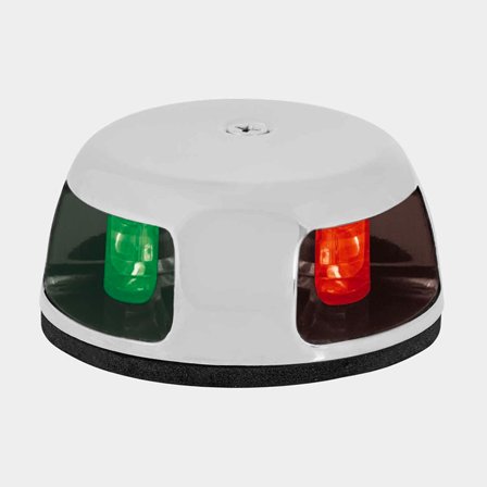 Lampa nawigacyjna kombinowana do montażu centralnego, 2 W, 12 V, 112.5°, stal nierdzewna, czerwono/zielona, dla łodzi < 12 metrów + źródło światła LED