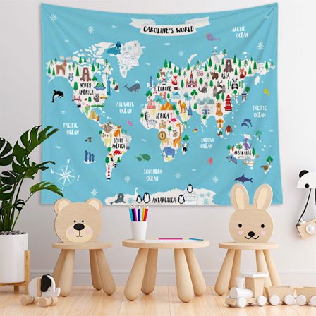 #Världskarta väggbonad gardin sammet rum dekoration#