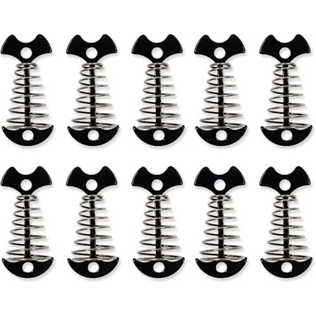 10 Pak Ankerpløkker Med Fjederlås Teltrebsstrammer Vindtætte Aluminiumspløkker Til Camping Vandreture (sort)