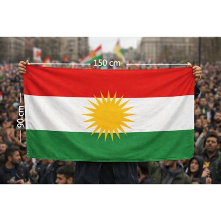 Kurdisk flagg 150×90 cm – Perfekt for demonstrasjoner og arrangementer