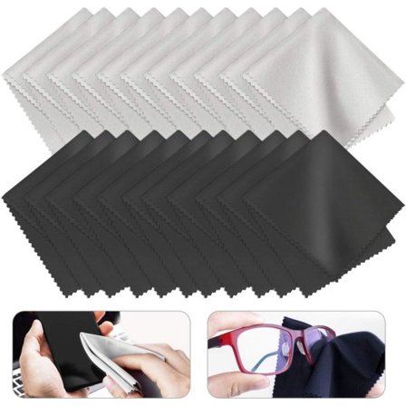 IC 20-pack mikrofiberrengöringsdukar 15 x 15 cm - luddfria - för rengöring av glasögon, LCD-skärmar, linser, kamera, mobiltelefon