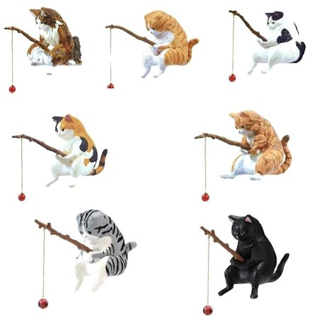 Fiskande Katt Statyer Figurer Ornament Akvarium Fisktank Dekorationer För Akvarium Tankar, Trädgård, D