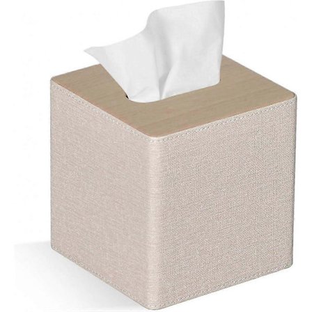 (Beige)Pyyhepaperilaatikon kansi neliö PU-nahkaa kasvopaperilaatikon pidike lipastoon kylpyhuoneen sisustukseen -Qin